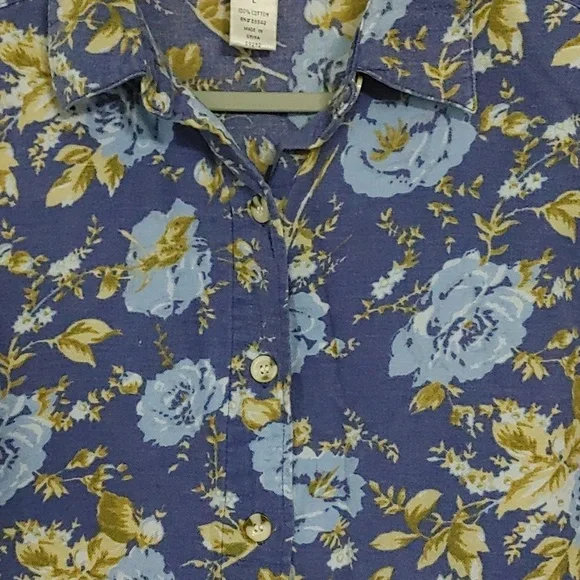 Vtg Floral Button-Up Shirt Women's LG Cotton Lightweight Relaxed Fit Oversized - Picture 3 of 6